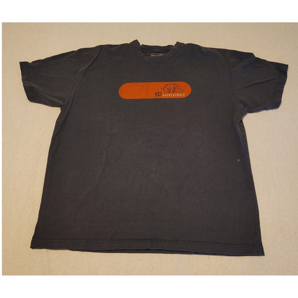 Abercrombie & Fitch Mens XL Graphic T-Shirt Black Wild Boar 34 Cotton Tee